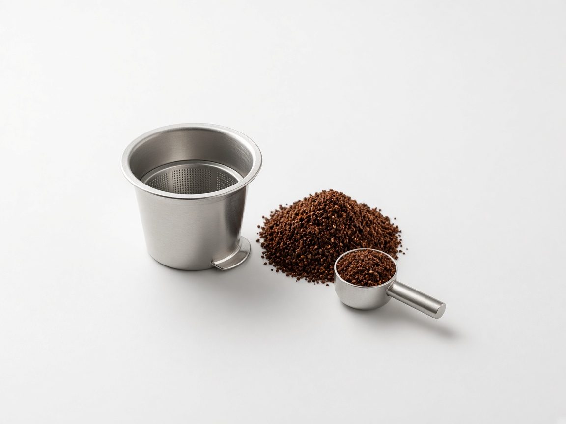 Capsule réutilisable en inox avec café moulu