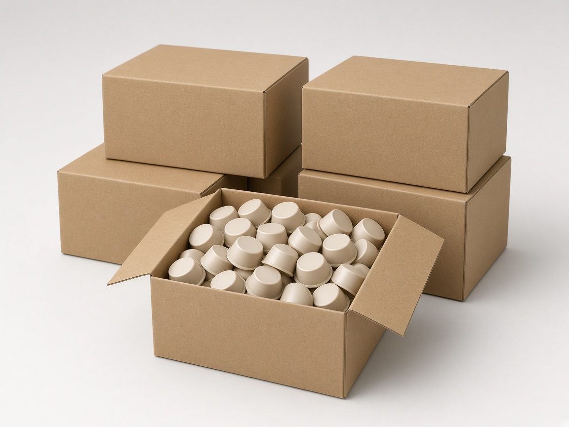 Plusieurs boîtes de capsules rondes compatibles empilées